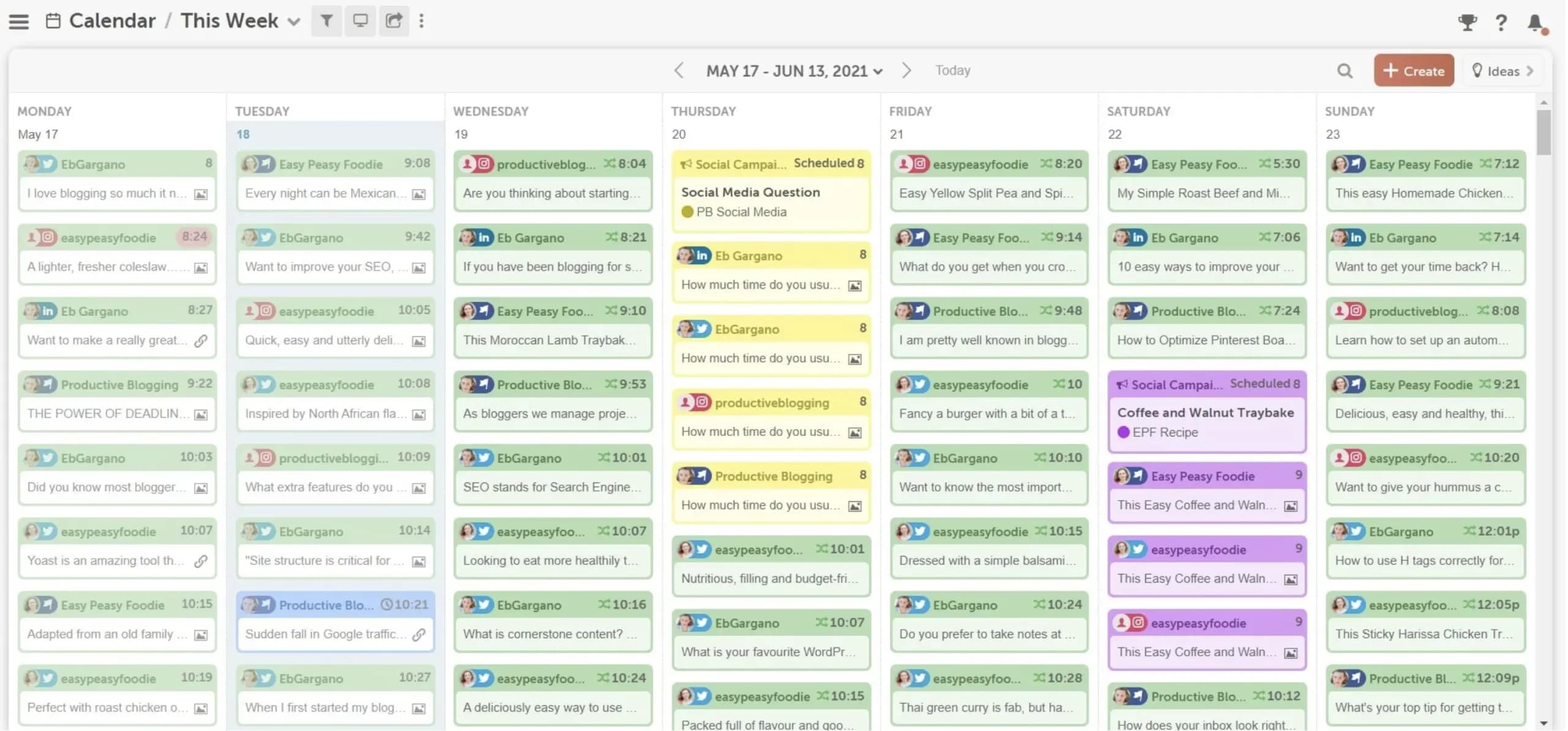 Productive Blogging CoSchedule calendar.