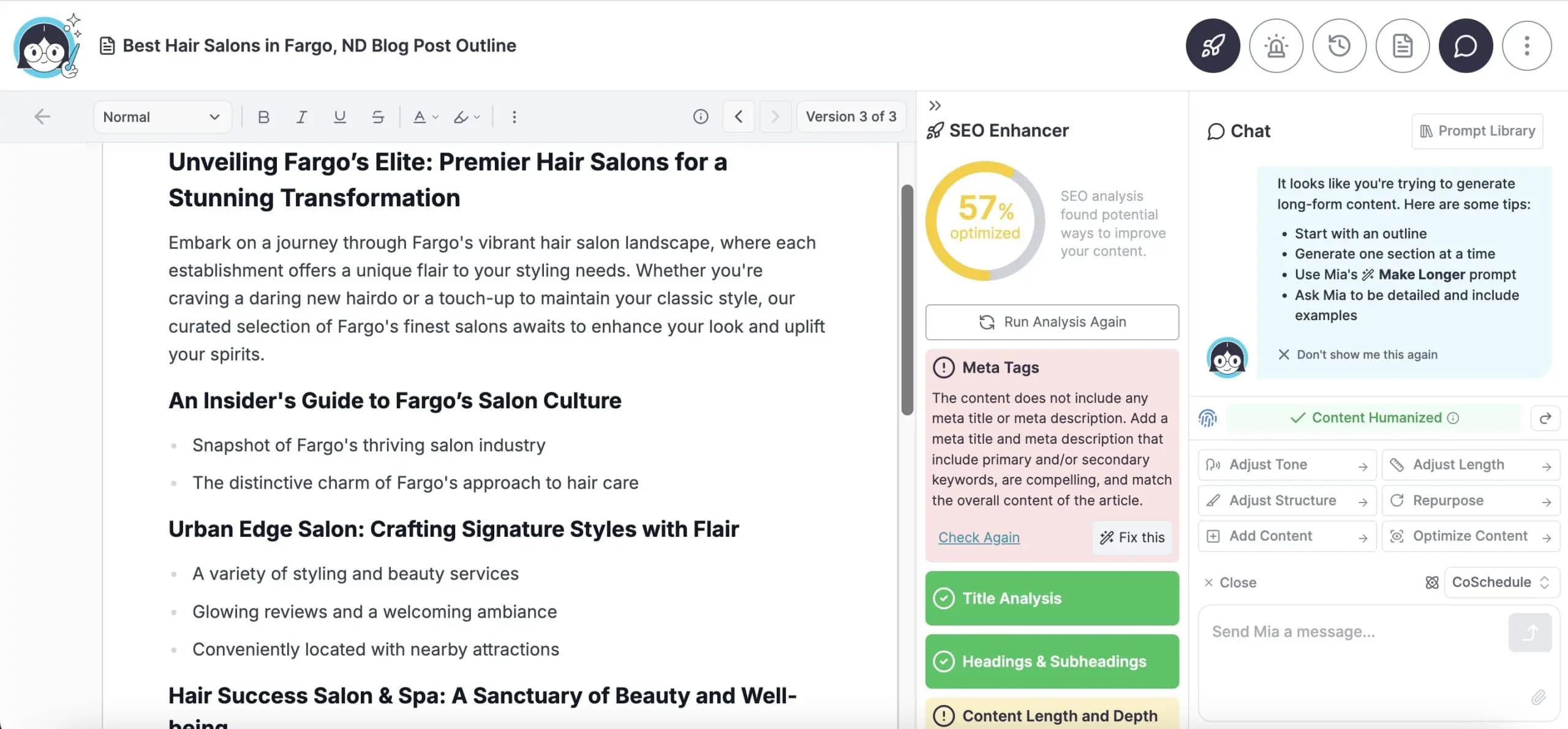 Overview and SEO score in the SEO Enhancer