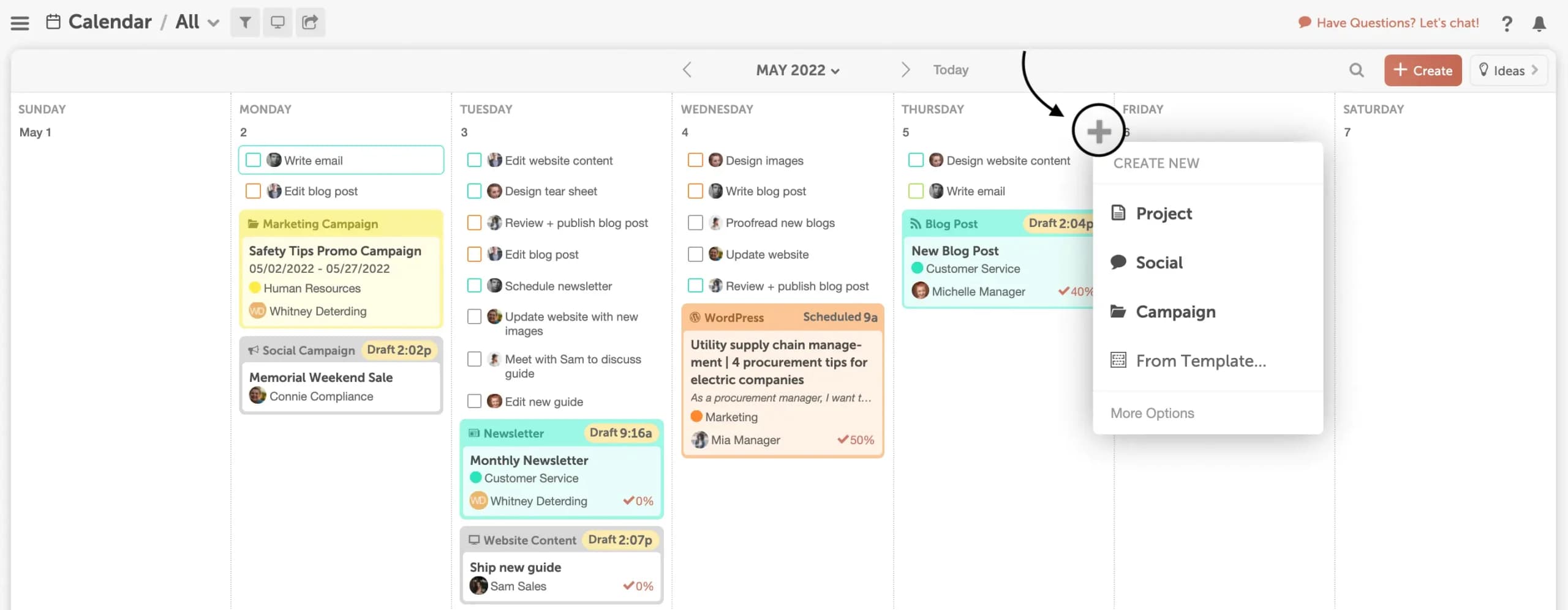 Creating a task in CoSchedule to start a workflow