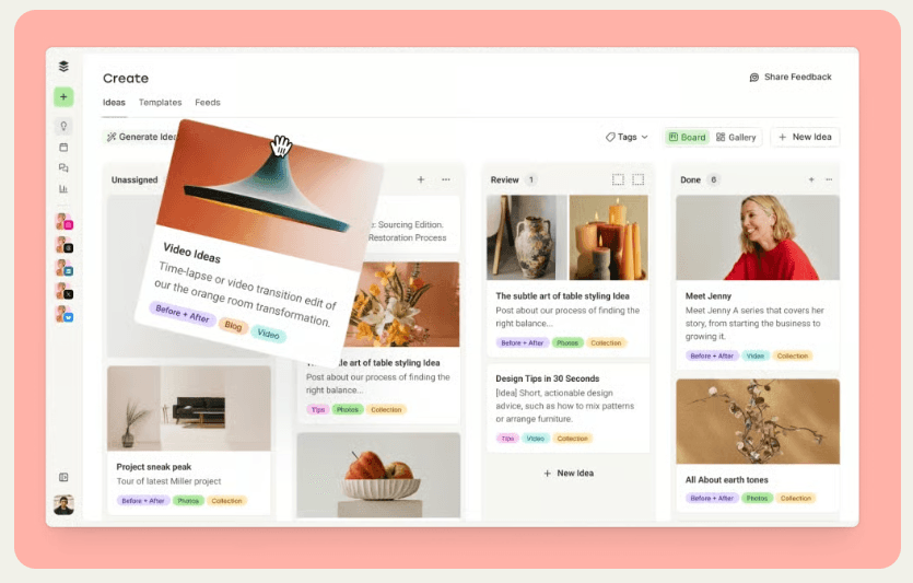 Buffer overview showing simplistic social media management for single users