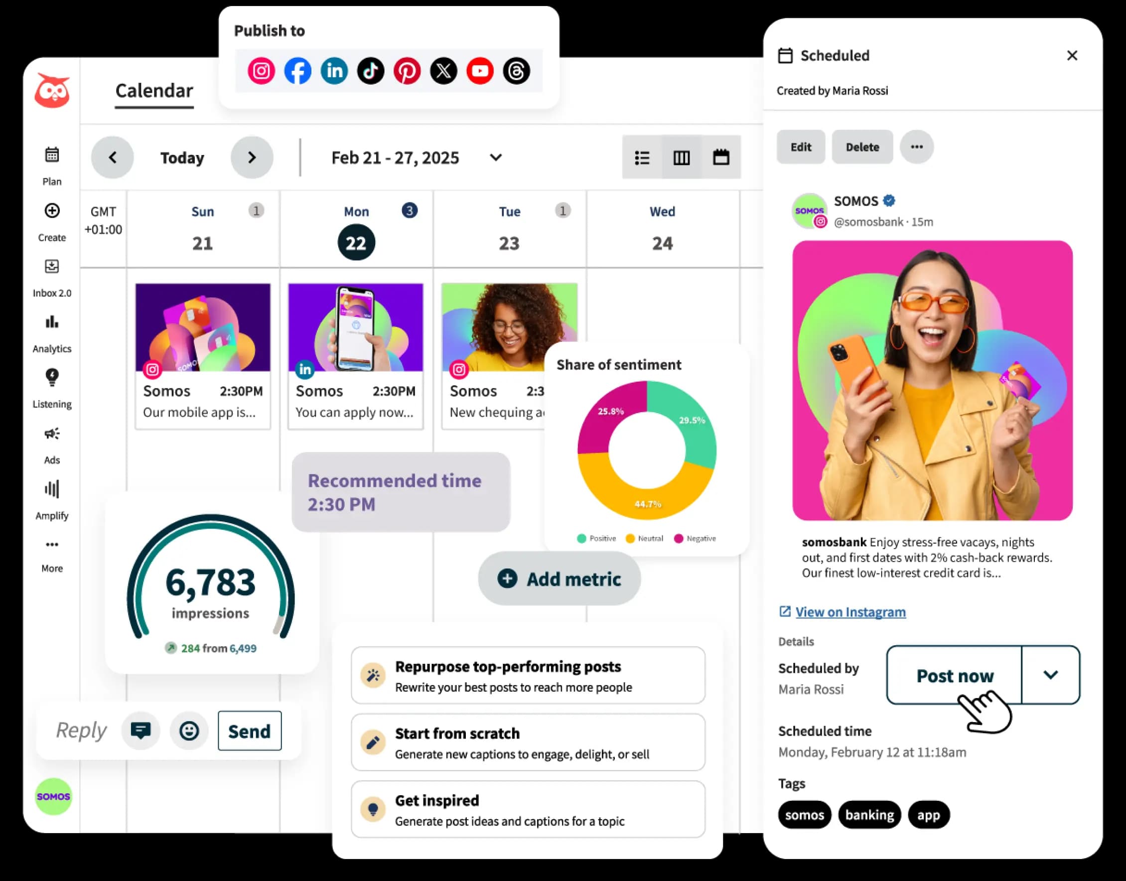 Hootsuite calendar view