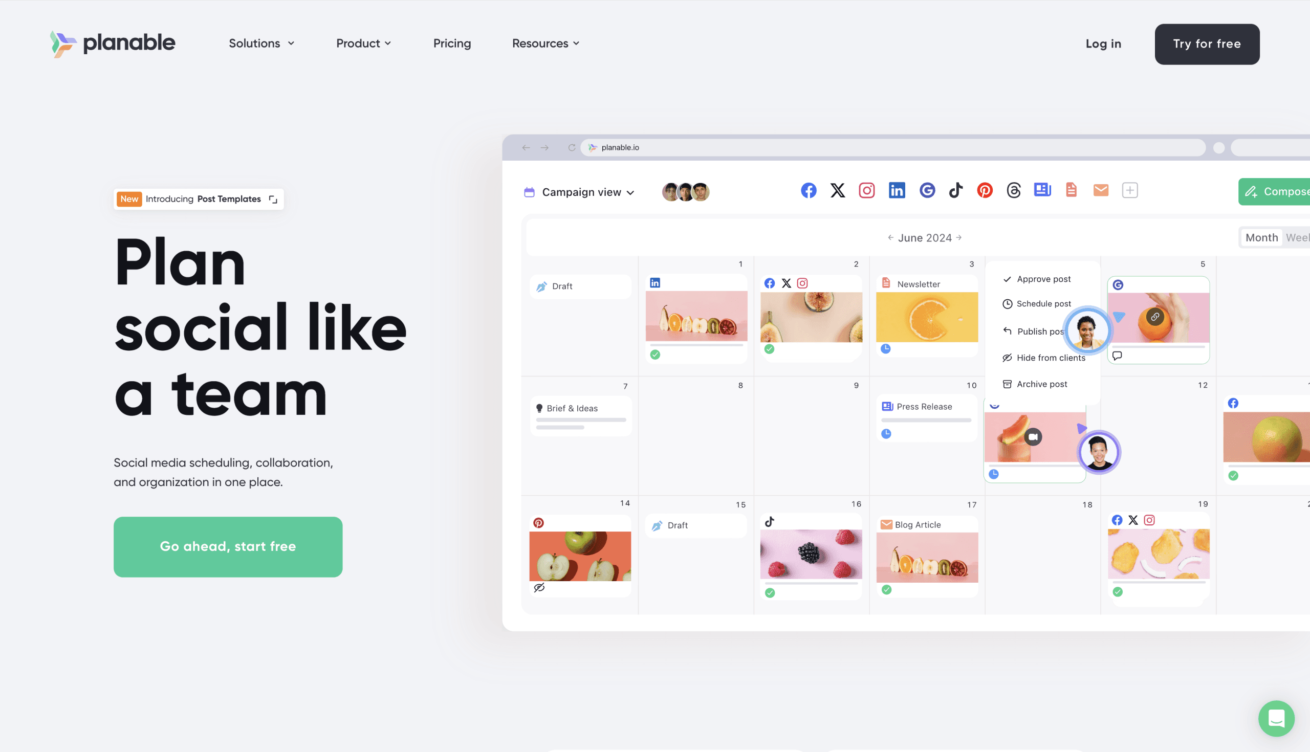 Planable Social Calendar Scheduler