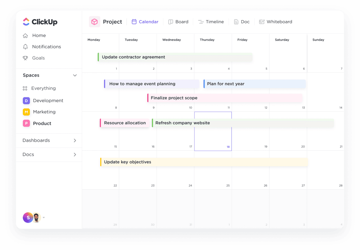 ClickUp Marketing Calendar Software