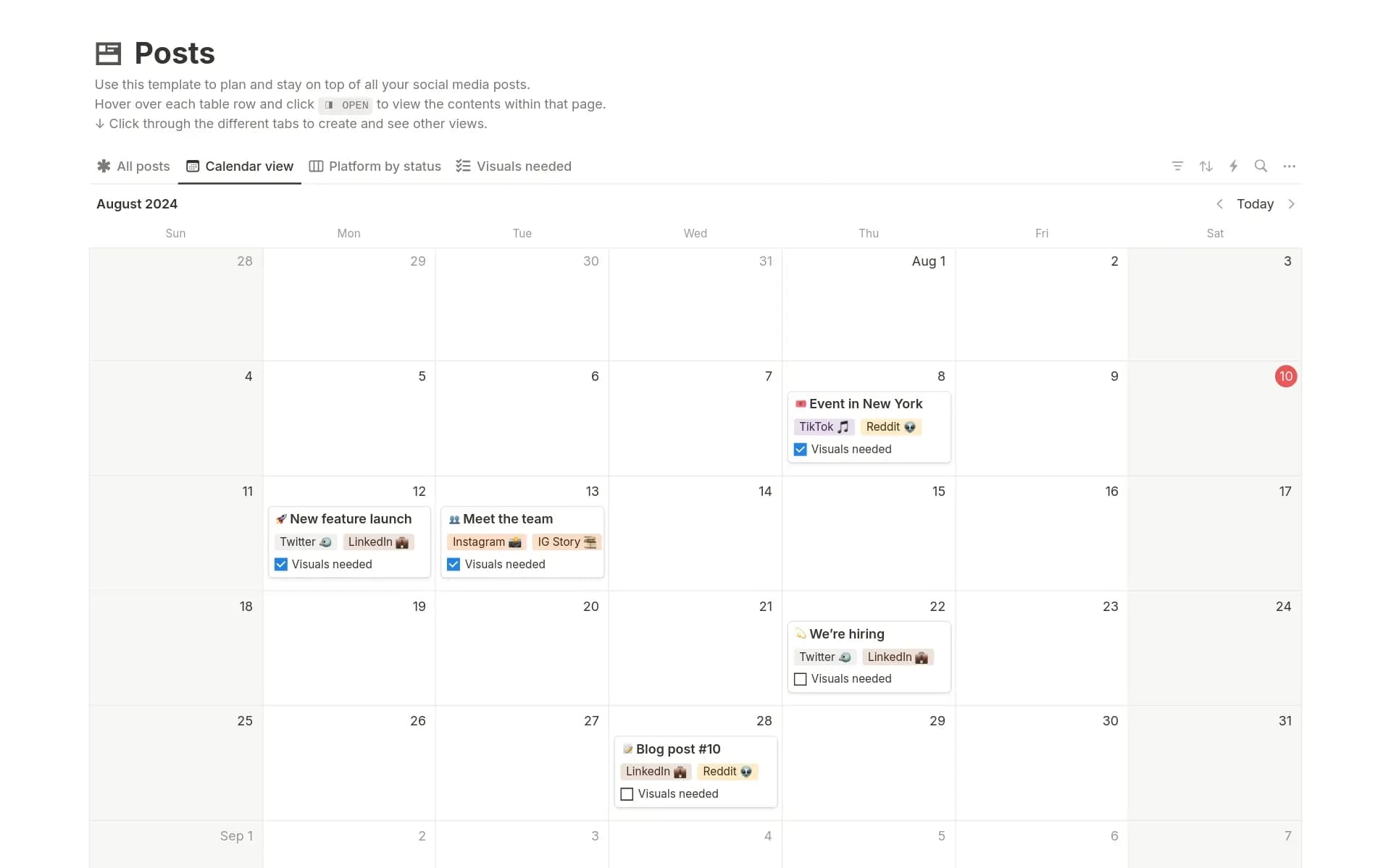 Notion Marketing Calendar Software