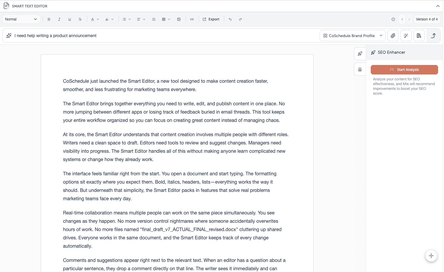 Smart Editor In CoSchedule