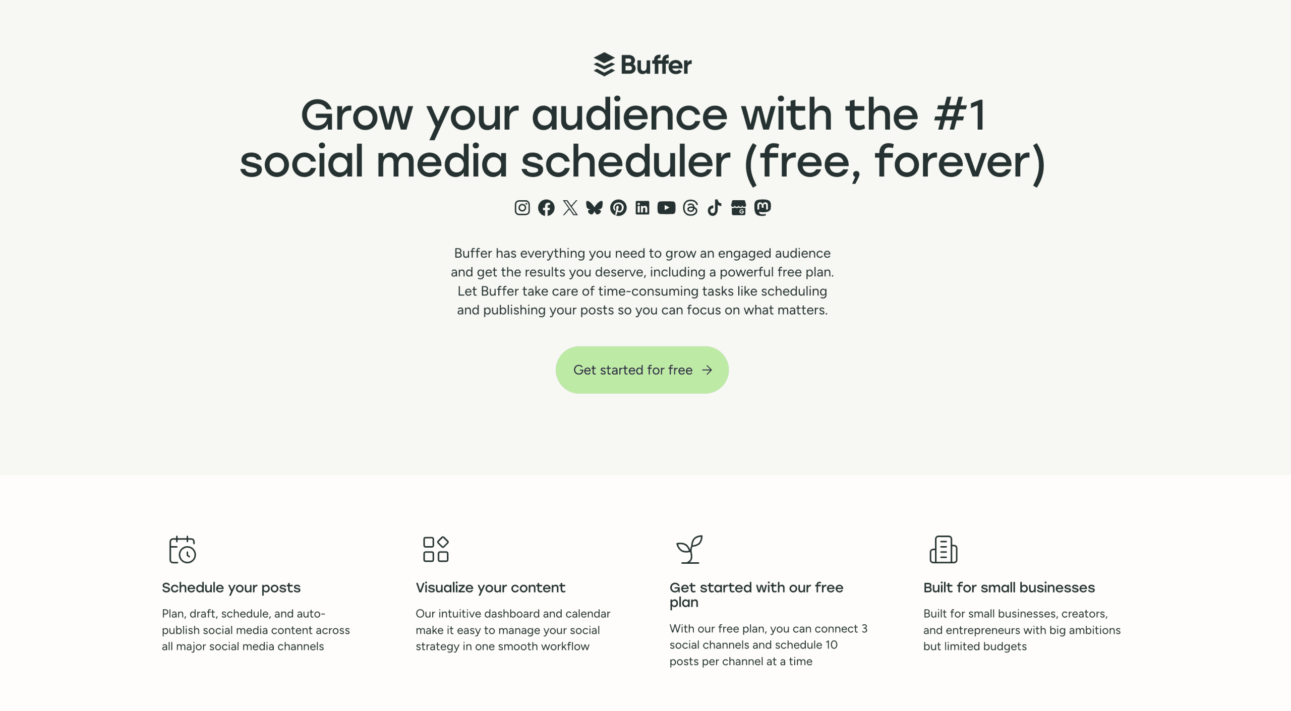 Picture of Buffer homepage.