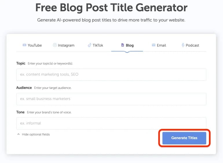 List of 10 AI-generated blog post titles.