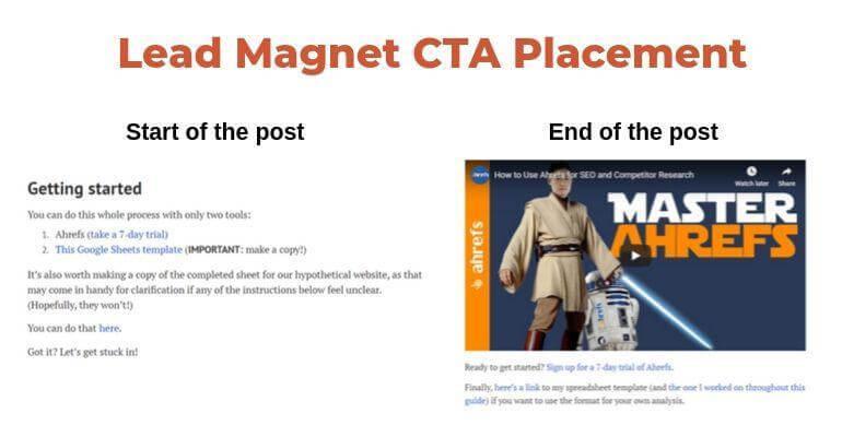 Lead magnet CTA placement example