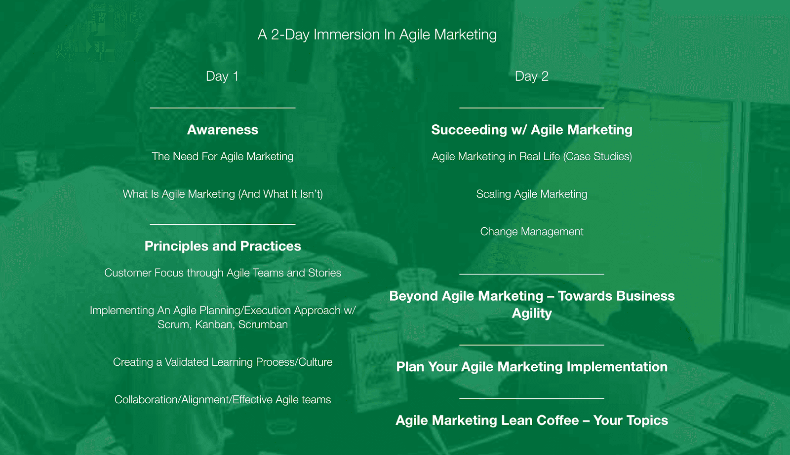 AgileSparks: Lean/Agile Marketing Workshop Agenda