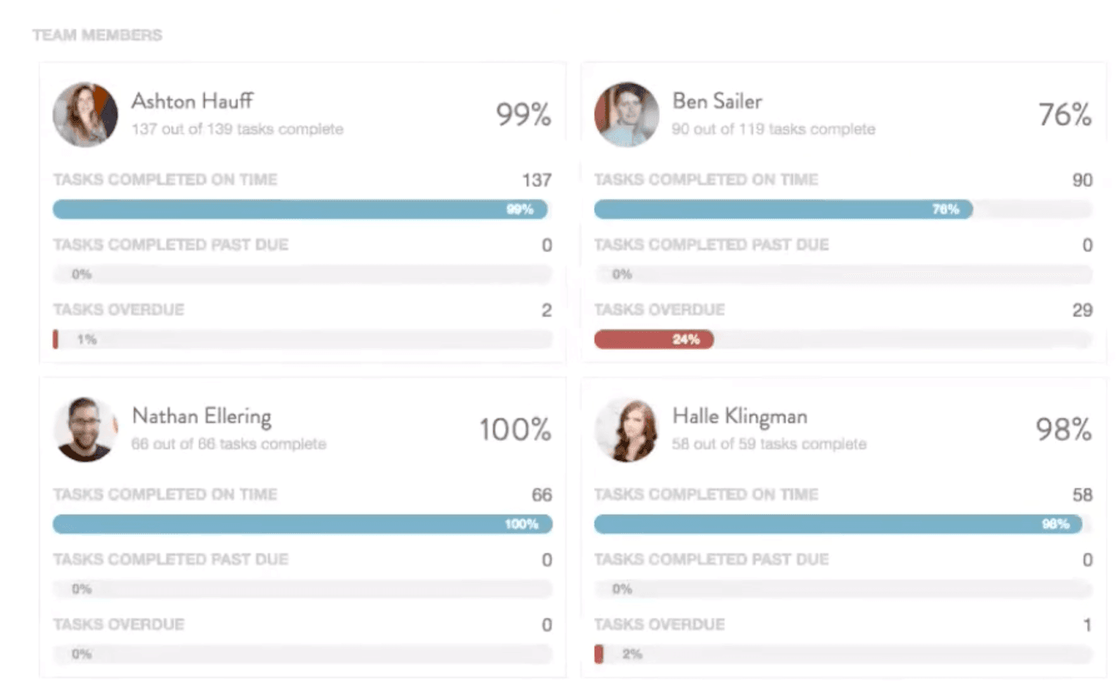 coschedule's team member performance report