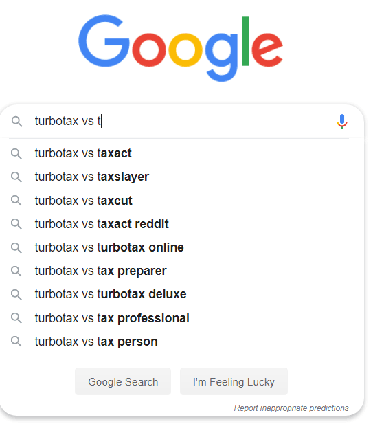 Turbotax competitors Google Search