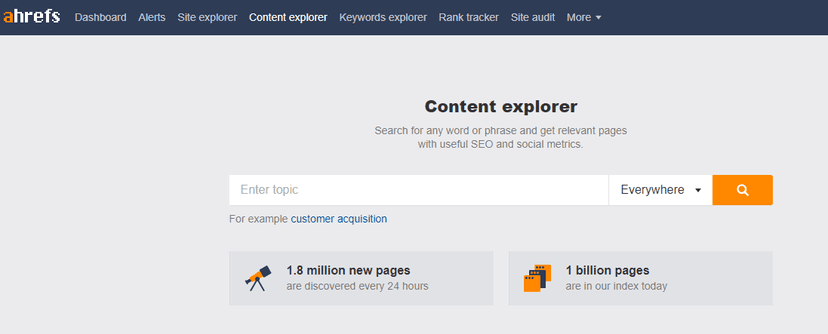 Ahrefs content explorer for guest blogging outreach