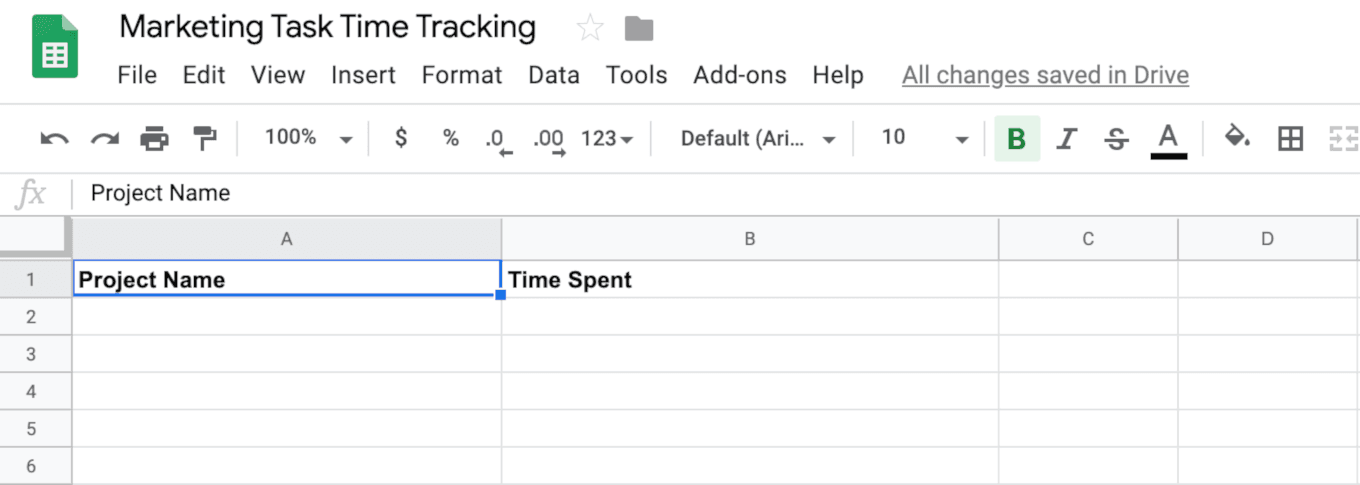 Marketing Task Time Tracking