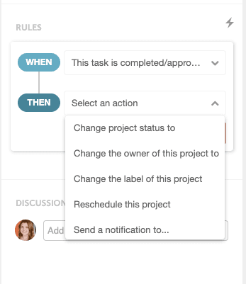 Set task rules in CoSchedule