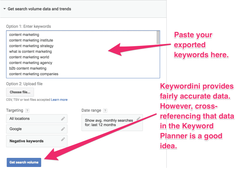 exported keywords providing accurate data example