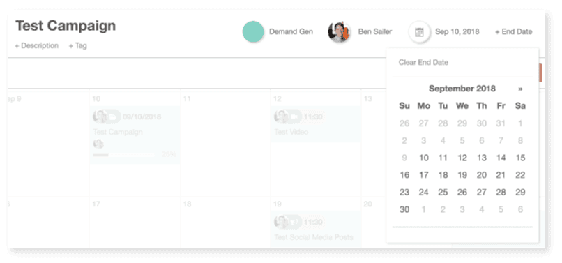 Add an end date to the project in CoSchedule