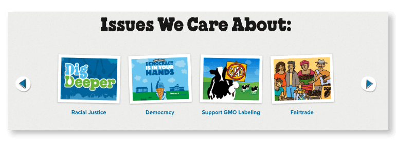 Example of Ben & Jerry's values page