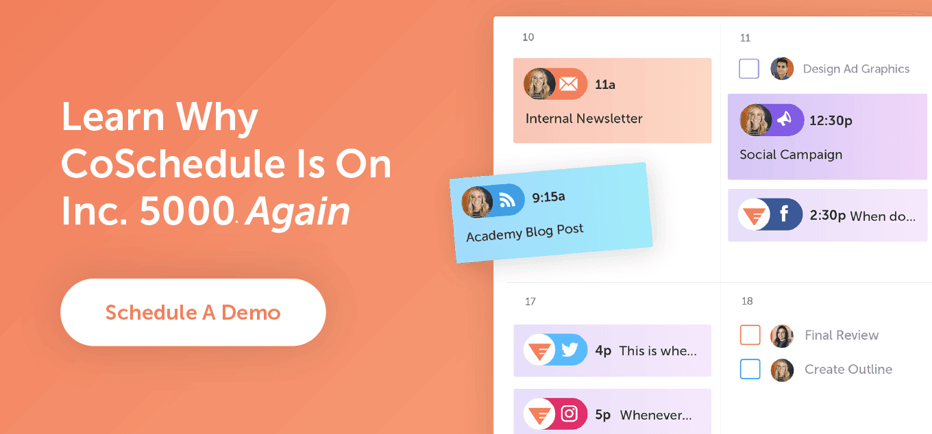 Get a demo of CoSchedule