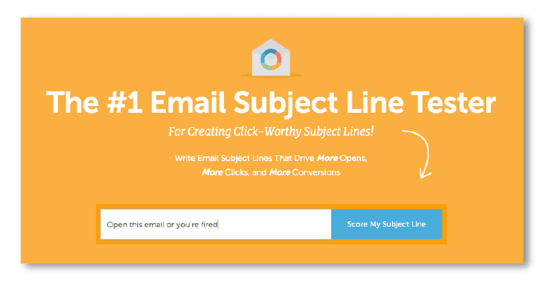 A call to action to use CoSchedule's email subject line tester