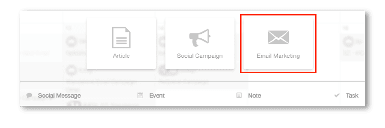 Selecting email marketing as a project option in CoSchedule