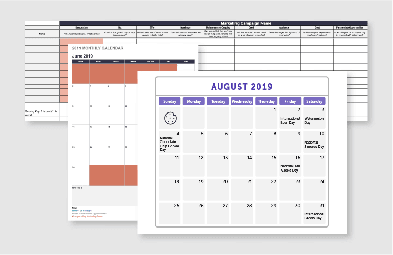 Monthly Marketing Calendar Template 2020