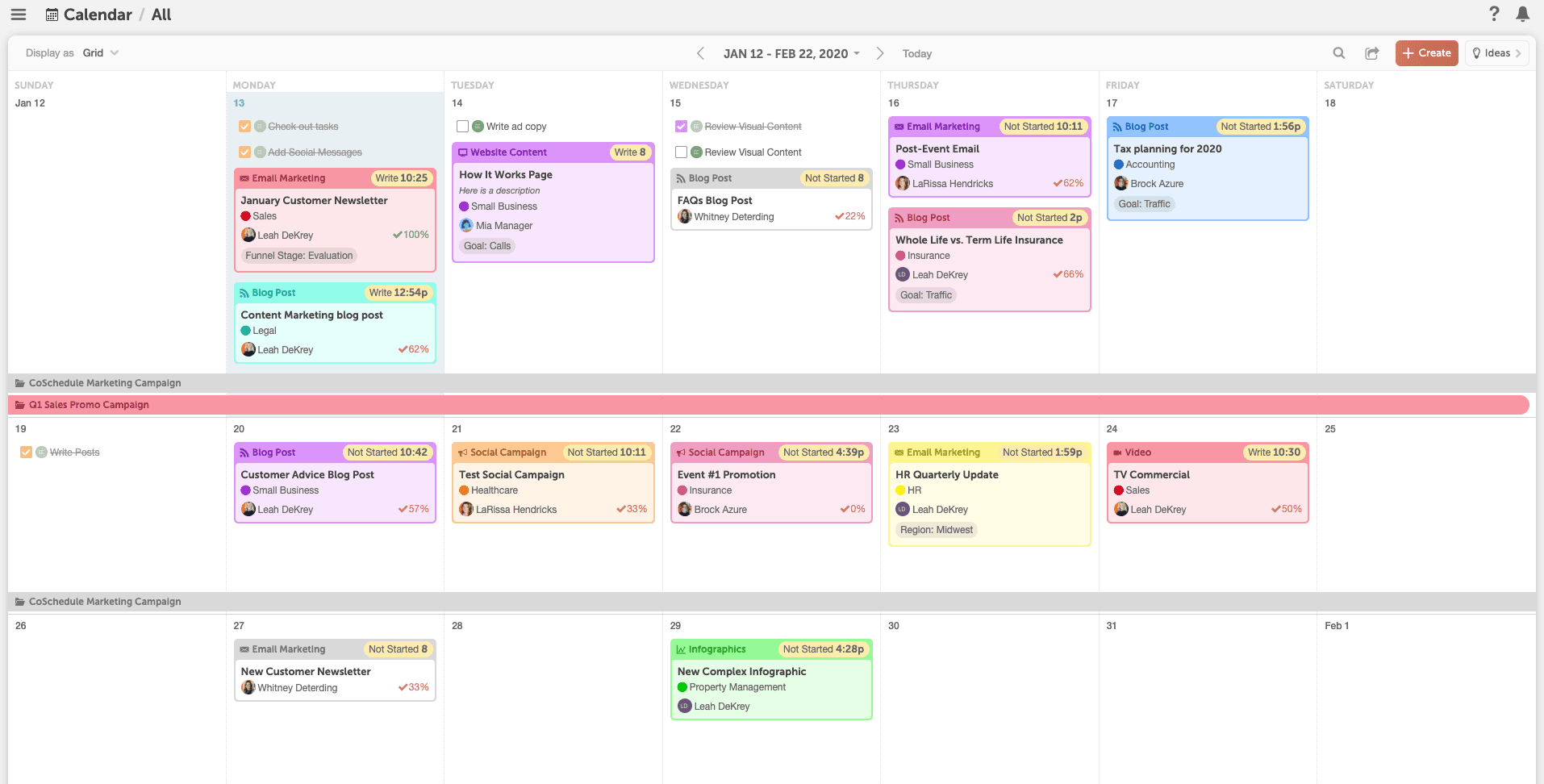 Calendario de Marketing de CoSchedule