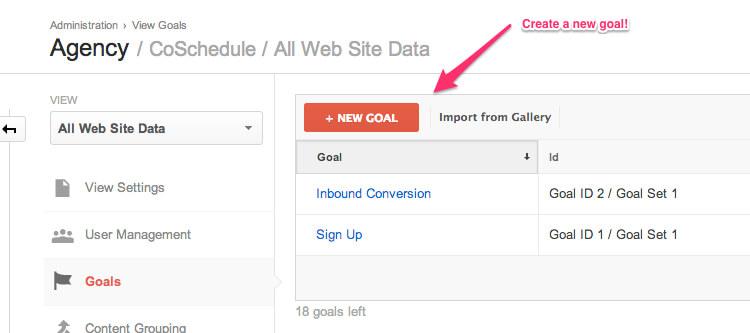 How to create a goal in Google Analytics.