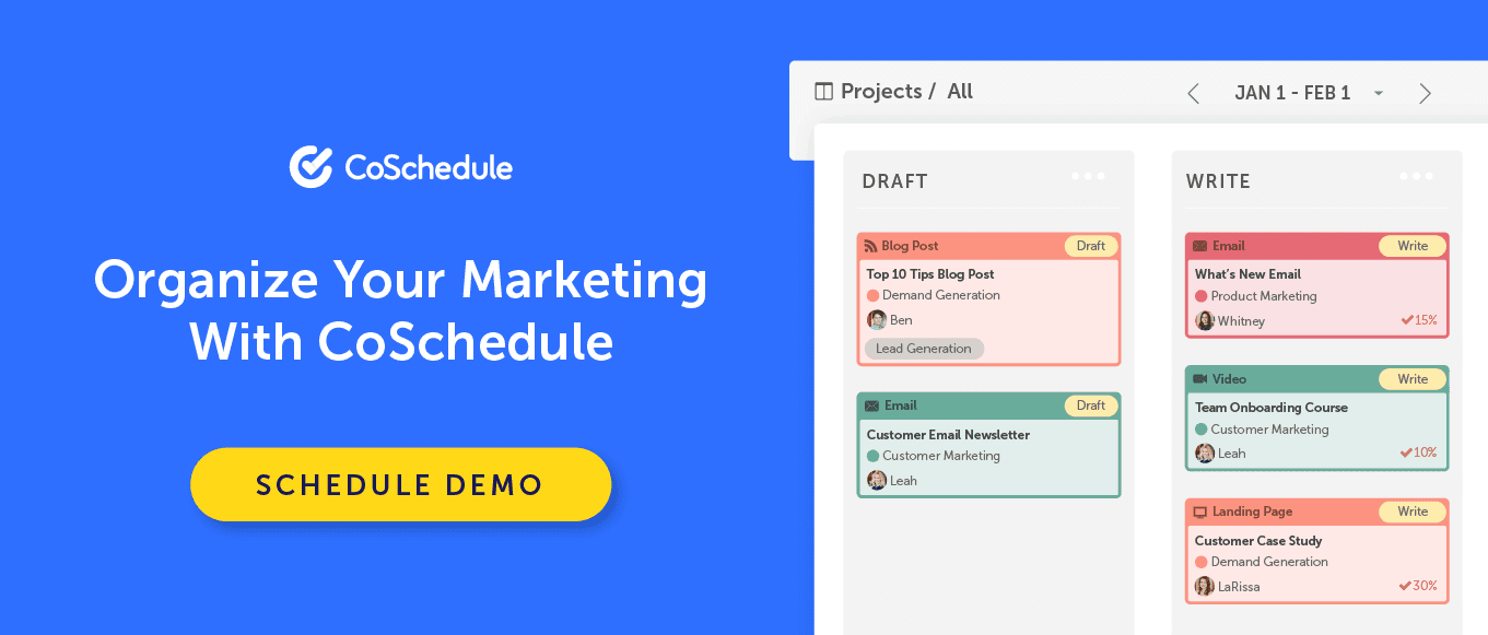 Organize your marketing with coschedule