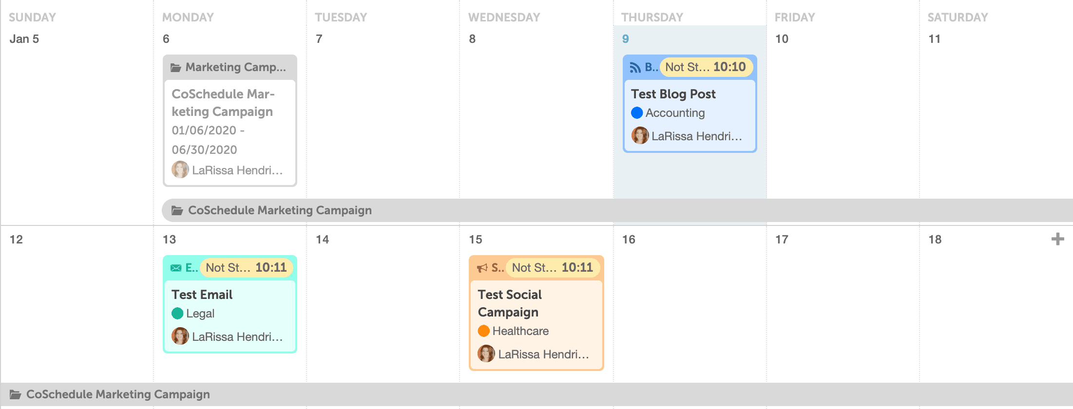 Projects On CoSchedule Calendar