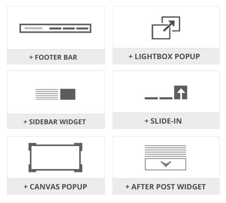 OptinMonster offers many different types of lead generation methods.
