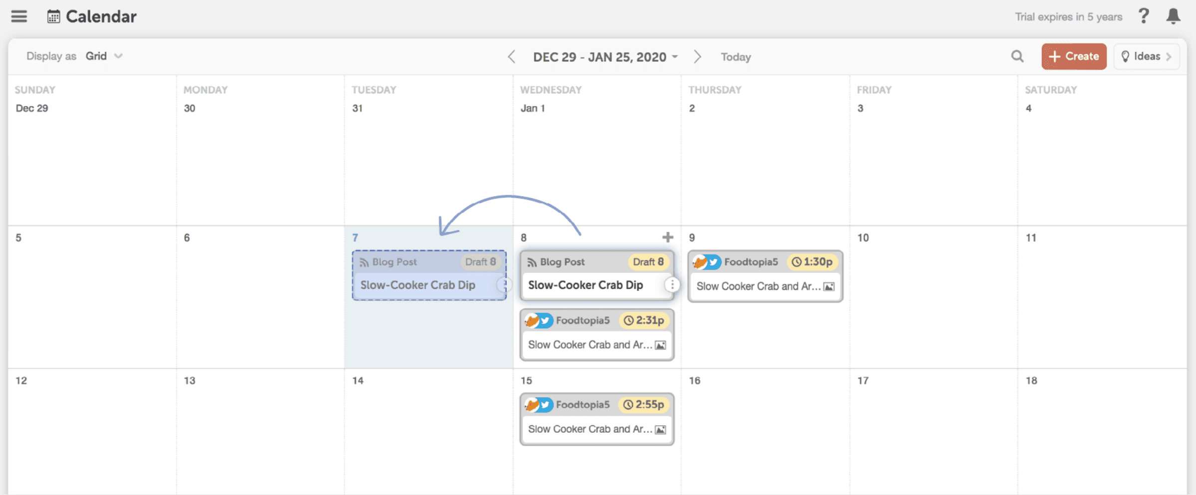 Easily drag and drop project on the CoSchedule calendar