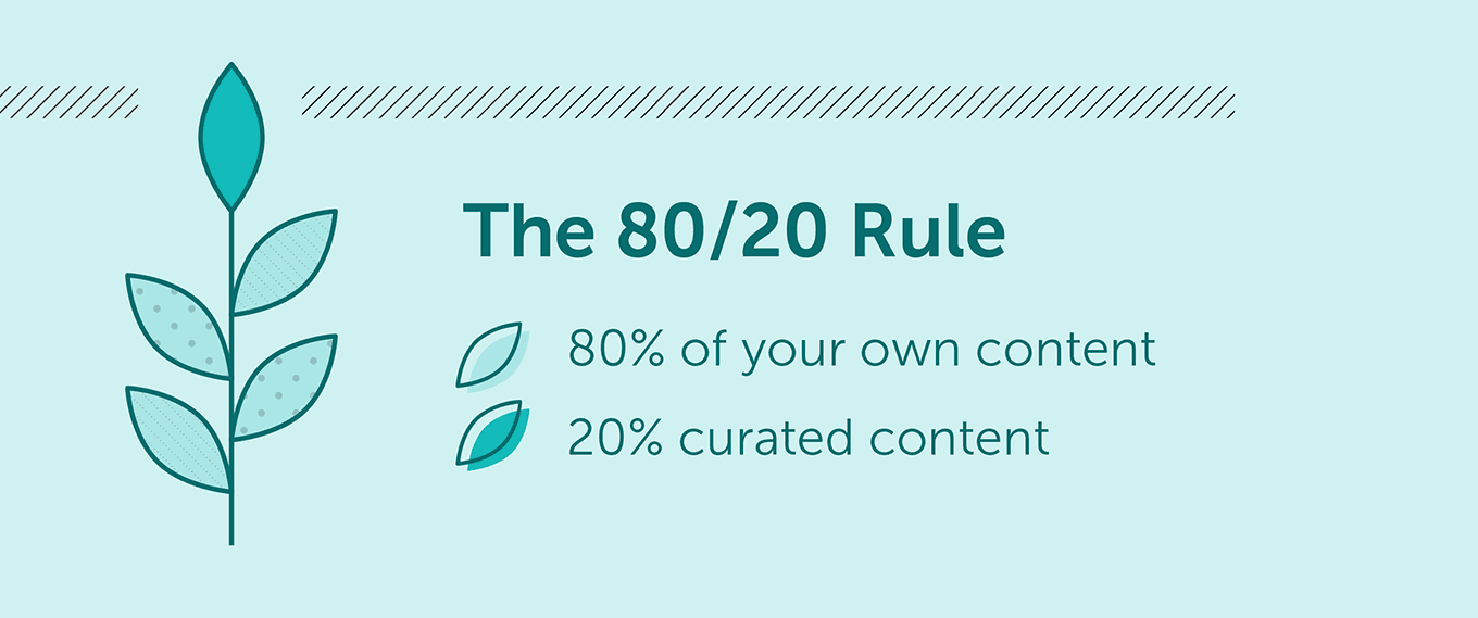 The 80/20 Rule. 80% of your own content and 20% curated content.