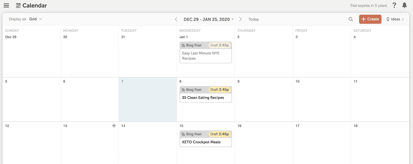 Content planned on CoSchedule calendar