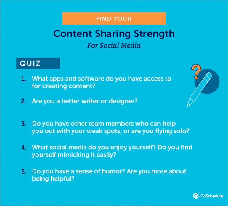 Quiz for how to find your content sharing strength for socials