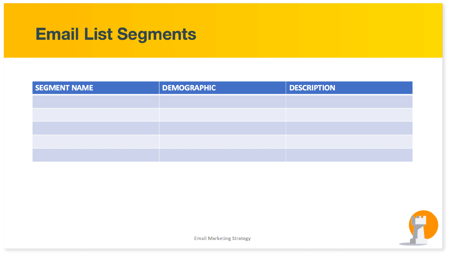 Screenshot of strategy template list segments