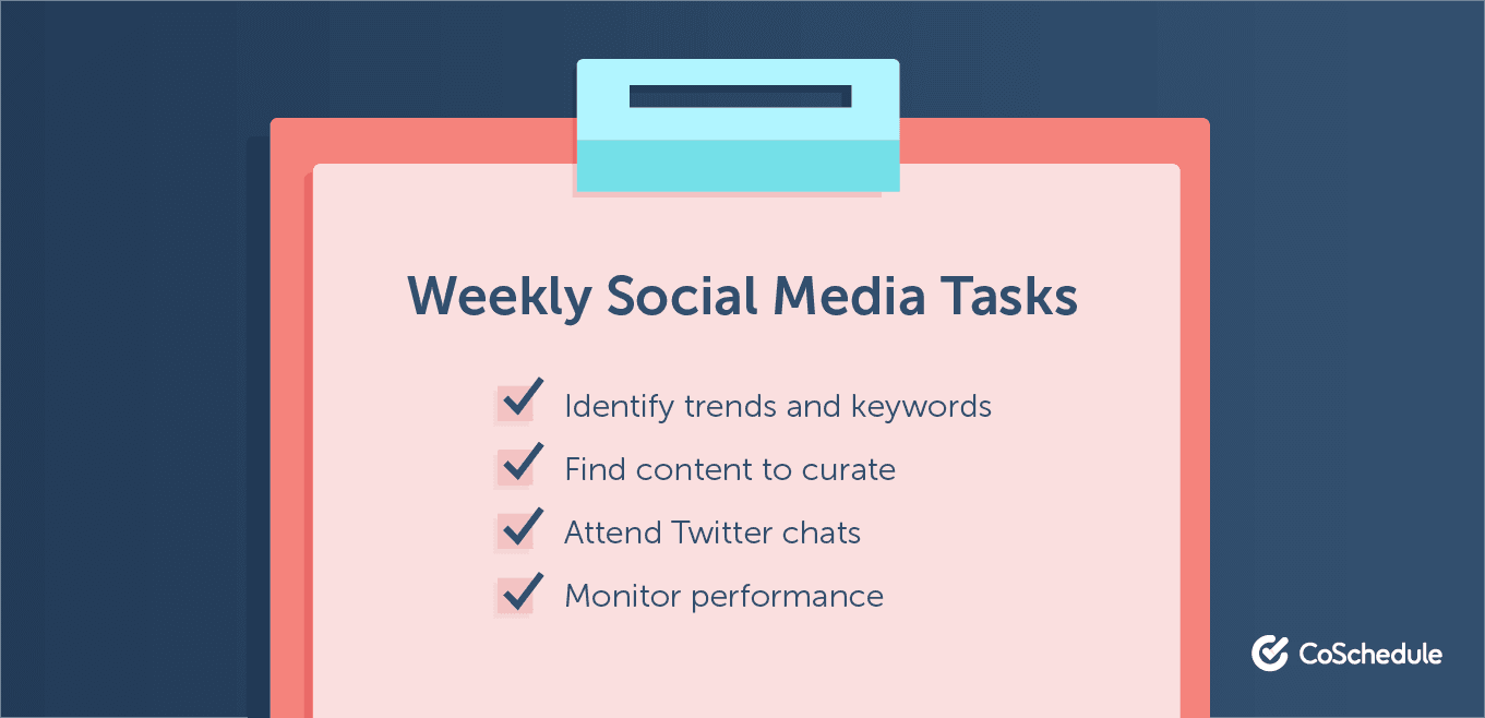 Weekly social media tasks