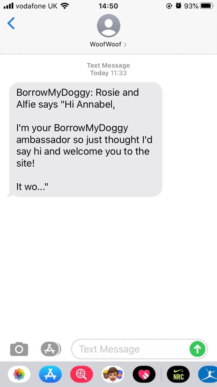 Text from WoofWoof