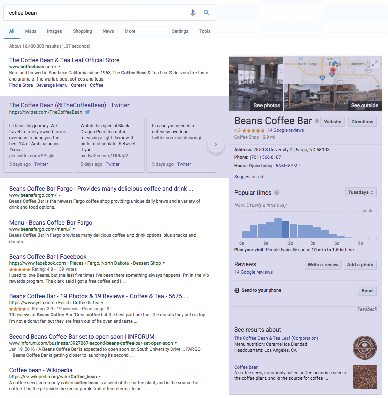 Additional search elements in Google SERPs