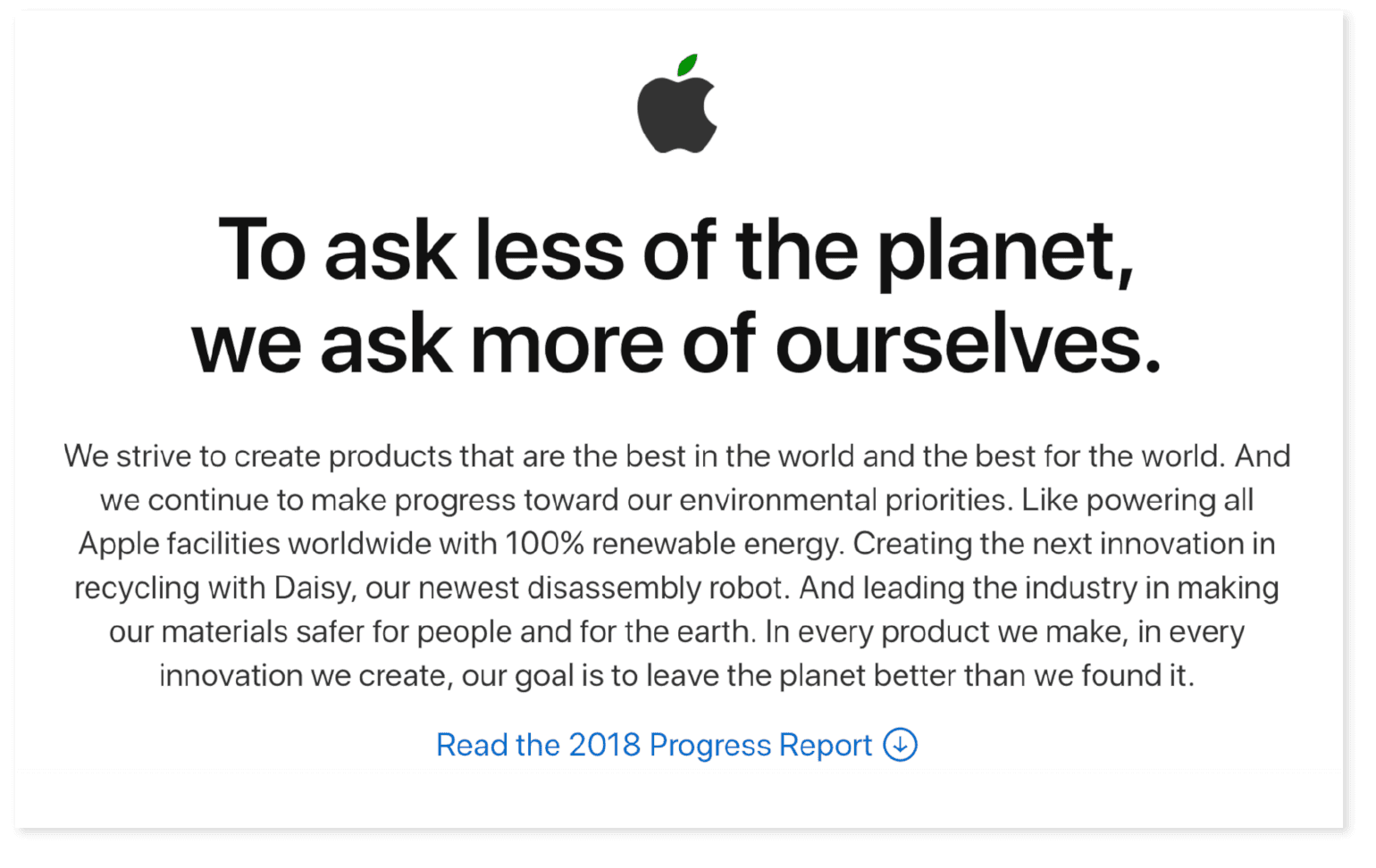 Exemple de campagne de relations publiques environnementales d'Apple