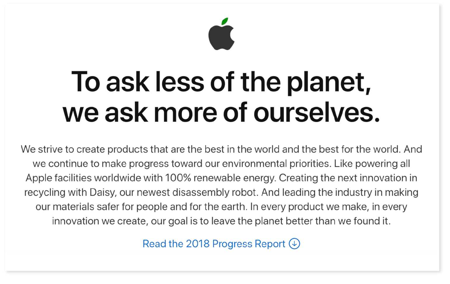 Apple Ambiental Campanha de RP Exemplo