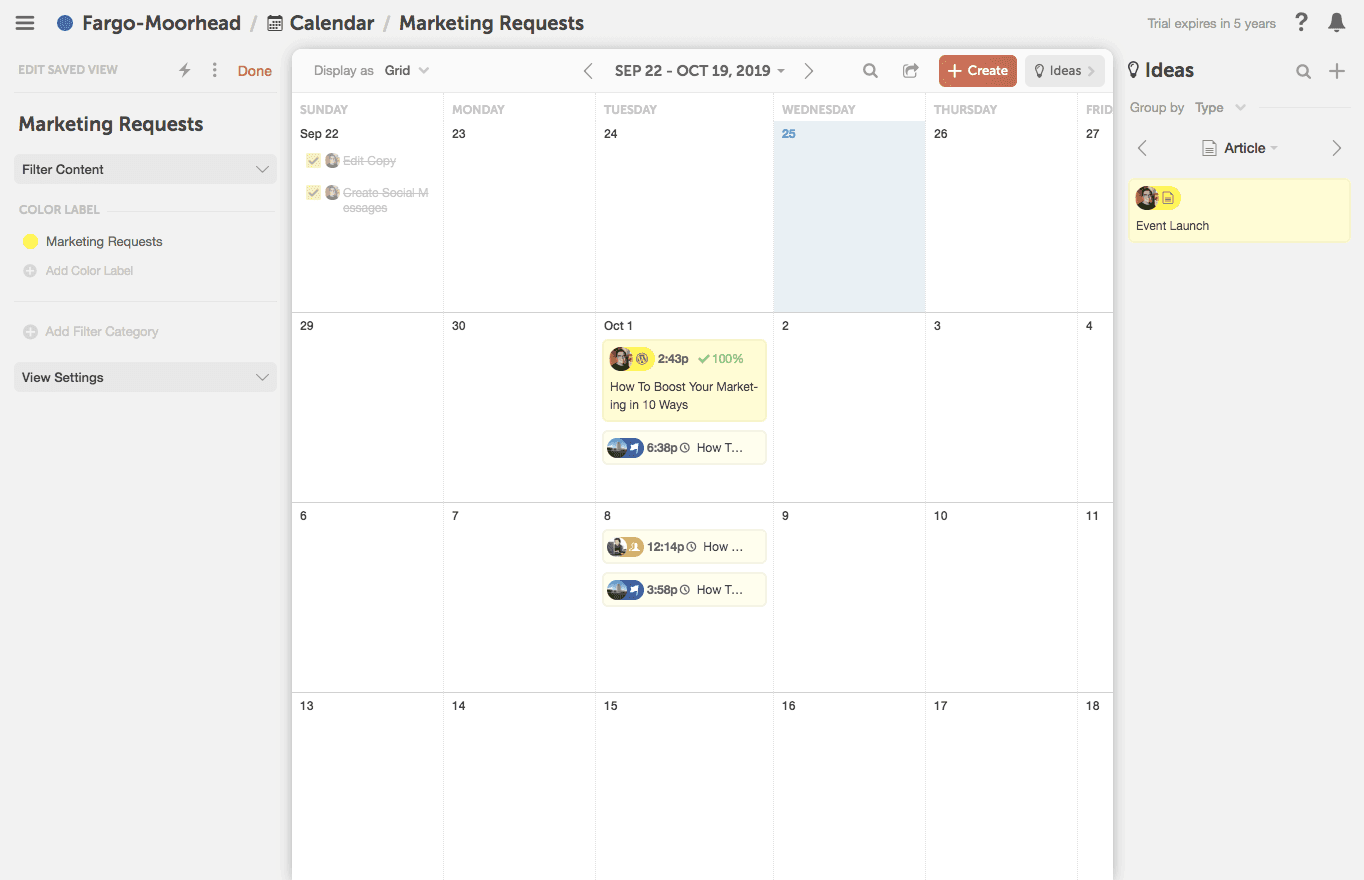 Form submissions in CoSchedule Calendar