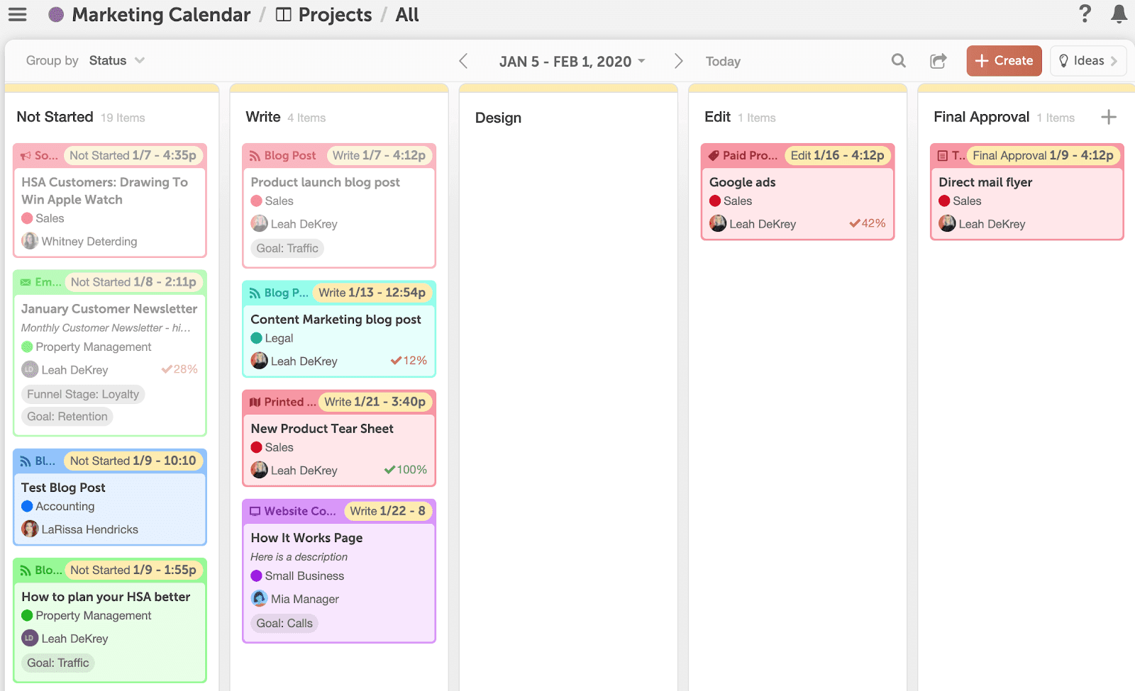 CoSchedule Kanban Project Dashboard