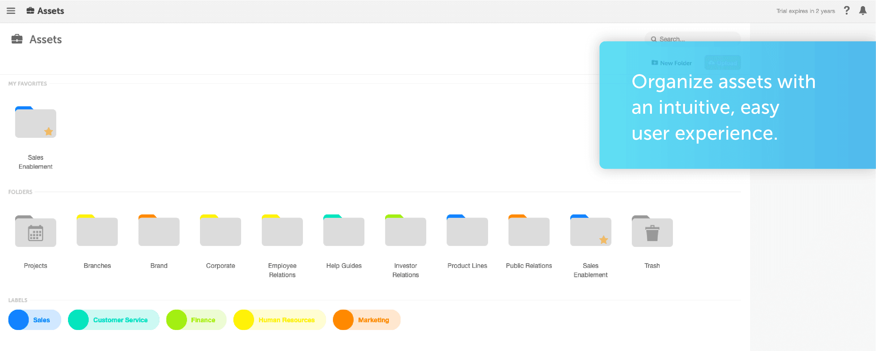 An example of what the Asset Organizer would look like after it is set up