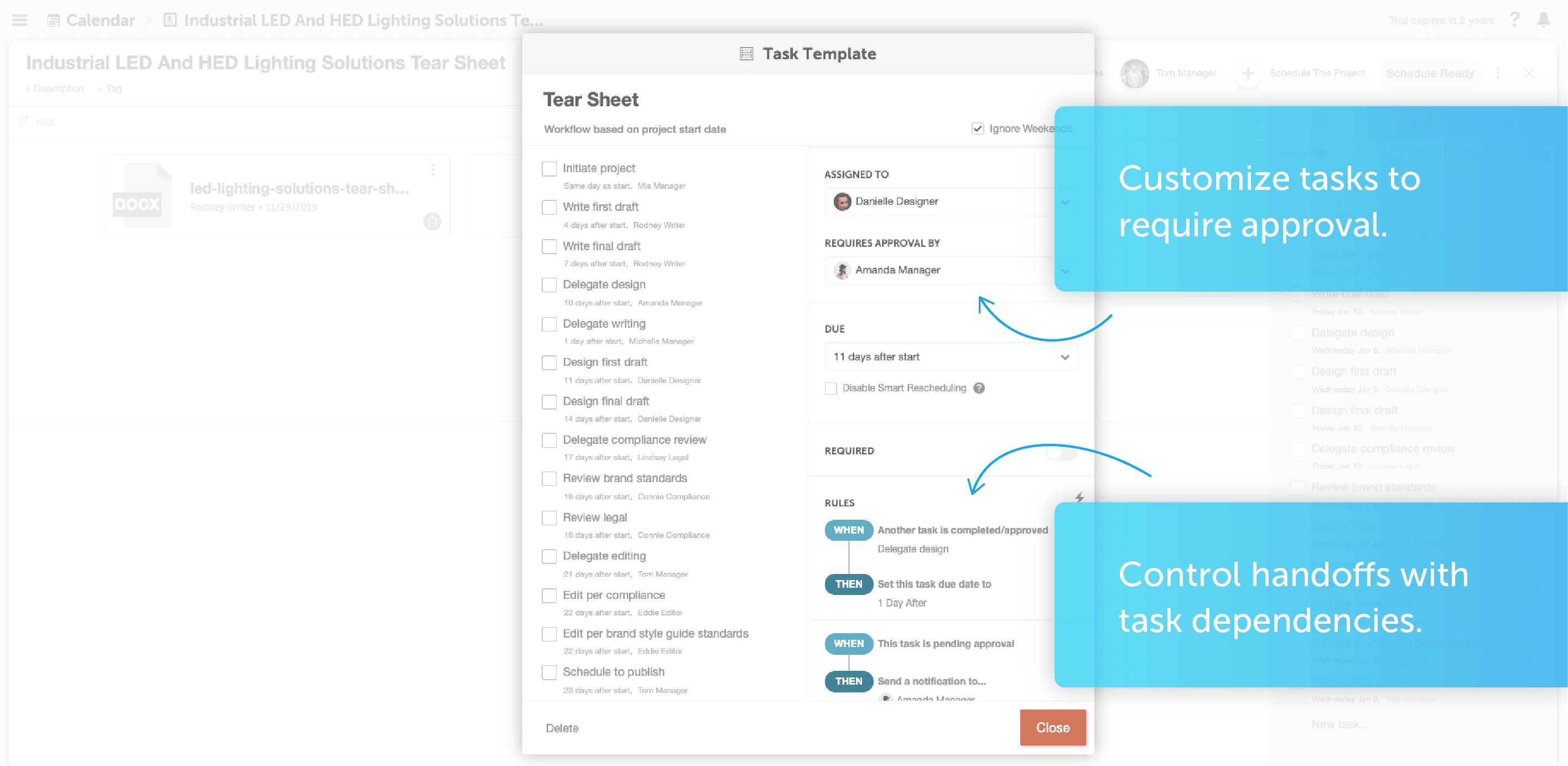 Another demonstration of the task template menu and how to customize tasks