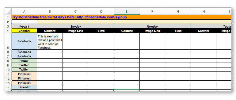 Media Blocking Chart Template Excel