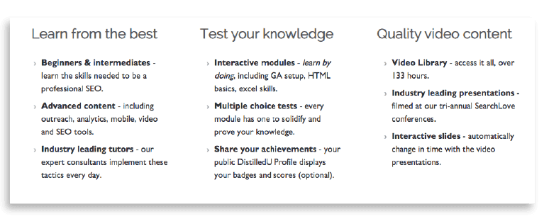 Distilled U offers SEO training for all levels of experience.