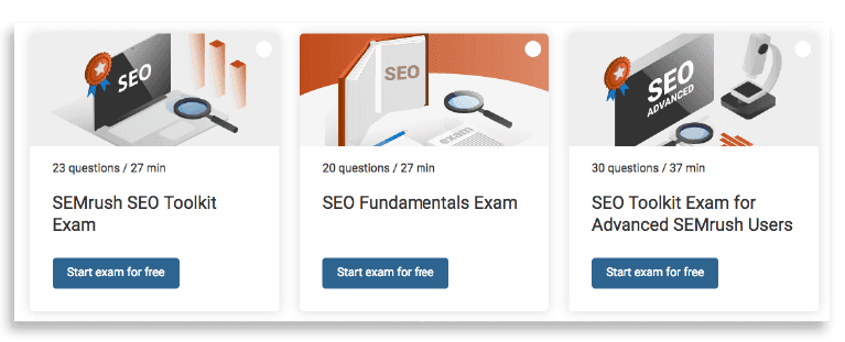 SEMrush academy tools.