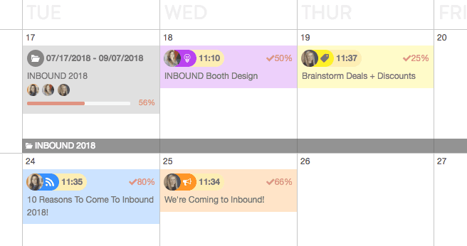 An example of a trade show marked off on a CoSchedule calendar.