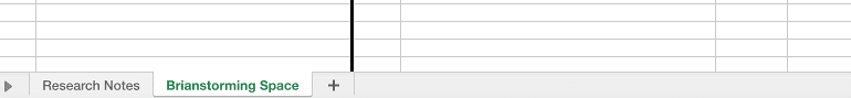 Brainstorming Space tab