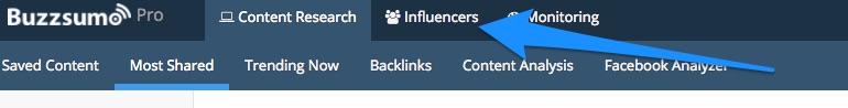 Select Influencers in BuzzSumo